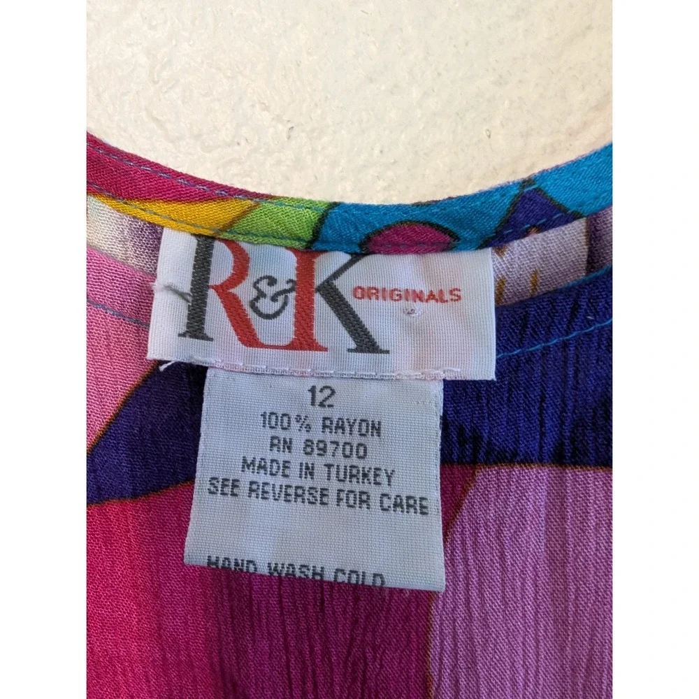 Vintage R&K Original Funky Hawaiian Floral Rayon Maxi Dress Sz Lg Retro Look